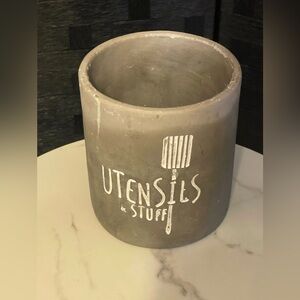 Utensils & Stuff Gray Crock by Home Essentials Kitchen Farmhouse Cement Texture